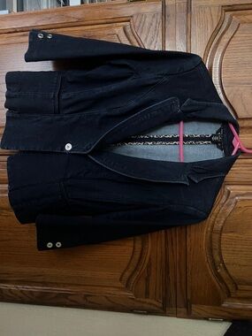 Women's Dark wash Jean Jacket - Classic Collared Denim Blazer